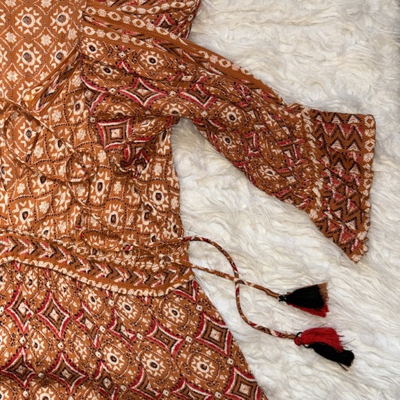 Nostalgia Women’s Printed Boho Mini Orange Dress, Size M - Picture 5 of 14